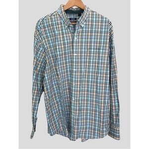 Izod Cotton Tattersall Plaid Button Down Shirt